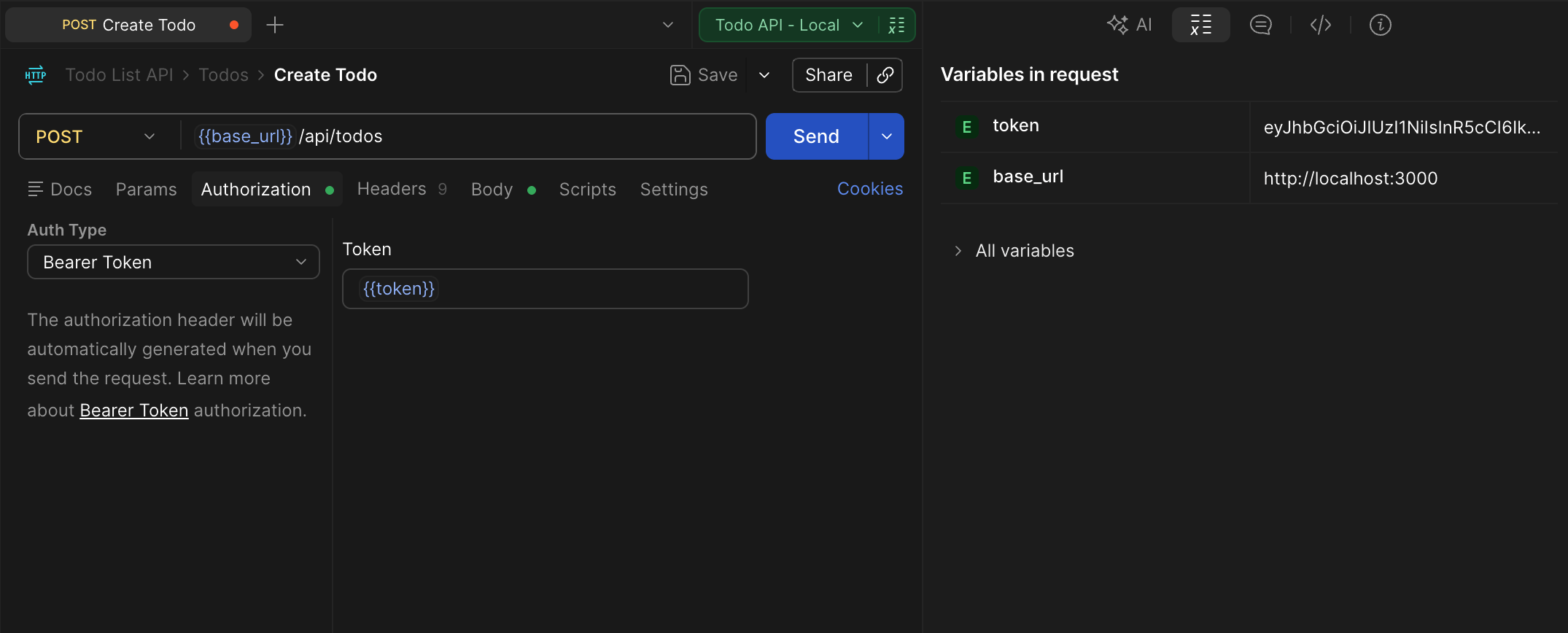tab authorization create todo