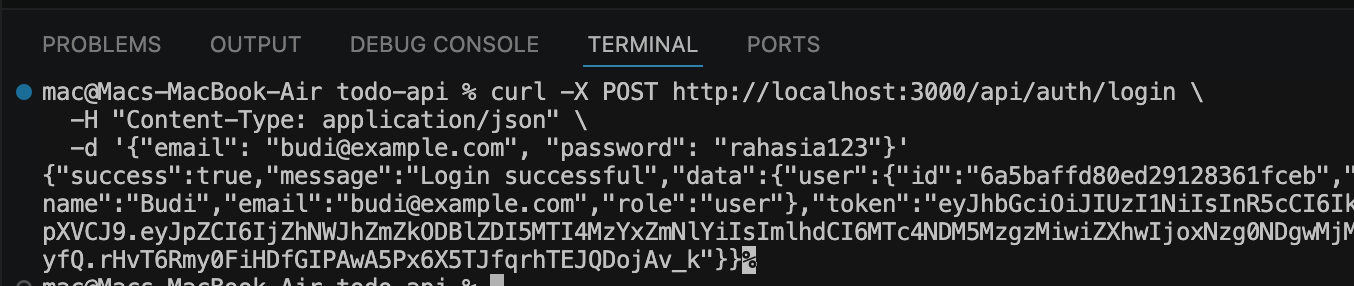test endpoint login
